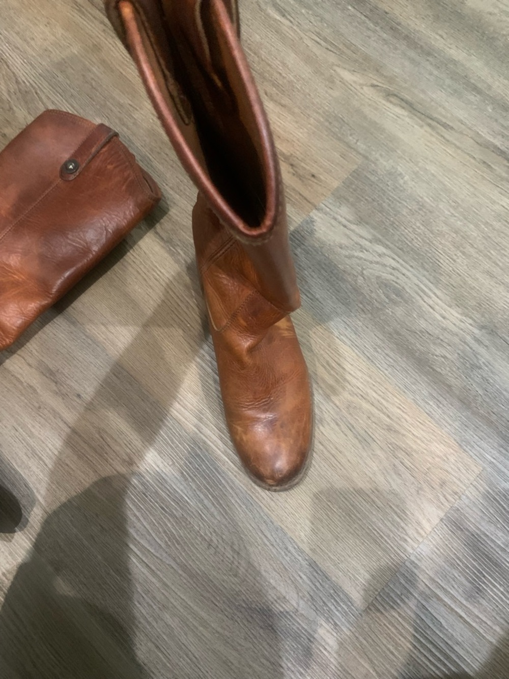 Frye Brown Leather Tall Pull-On Riding Boots - Picture 2 of 4